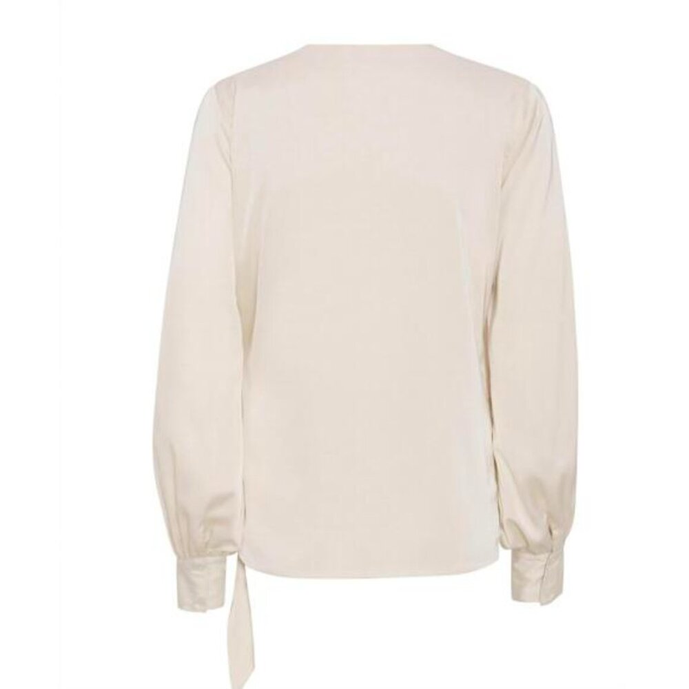 KARMAMIA Ines Blouse Ivory Satin Wrap Top NWT | Size Small - Picture 2 of 2